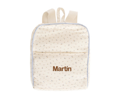 Mochila Flor Azul Personalizable