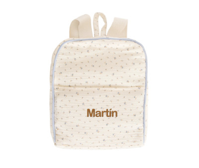 Mochila Flor Azul Personalizable
