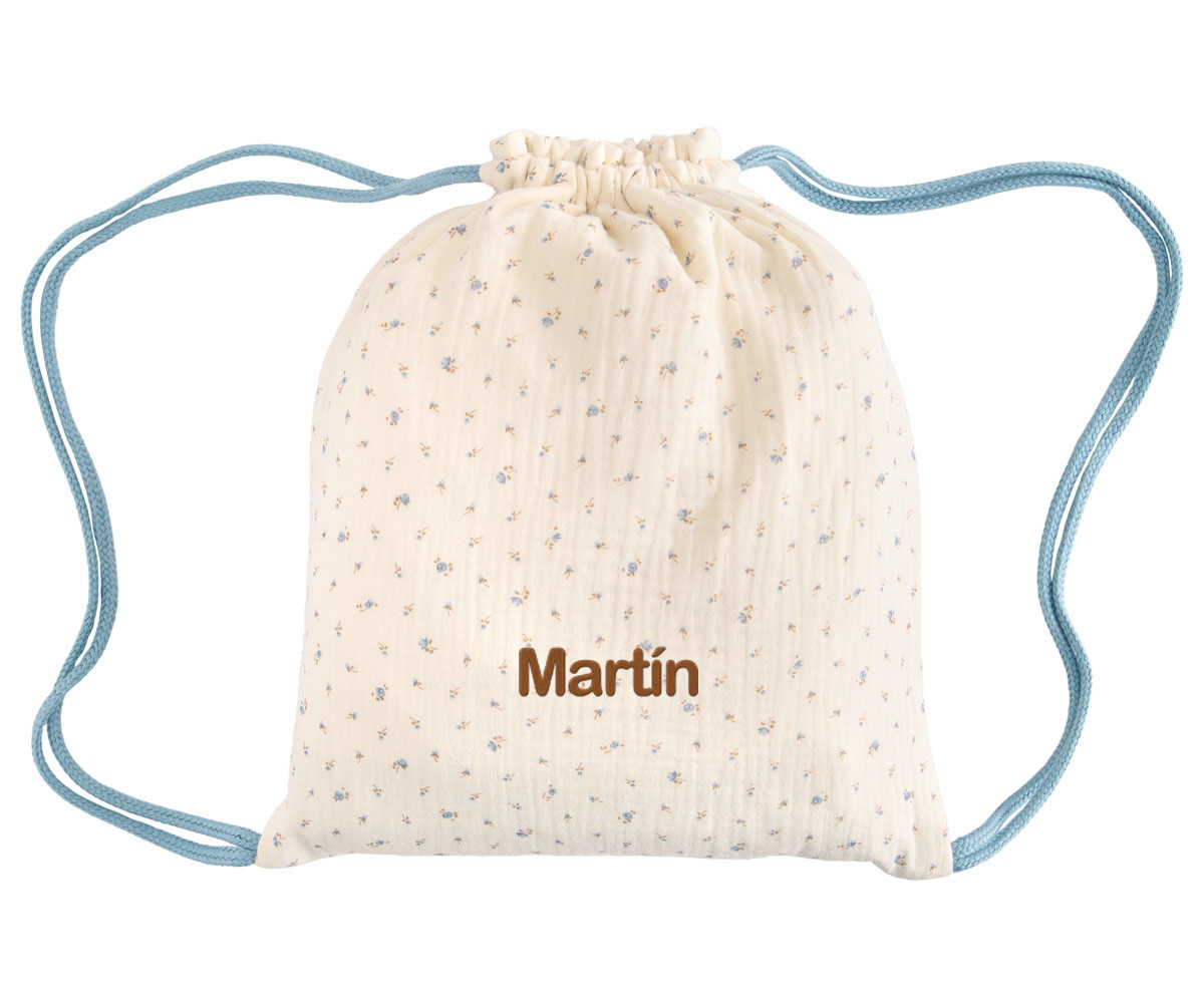 Mochila Saco Flor Azul Personalizable