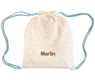 Mochila Saco Flor Azul Personalizable