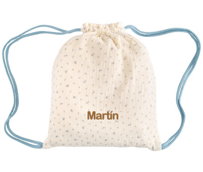 Mochila Saco Flor Azul Personalizable