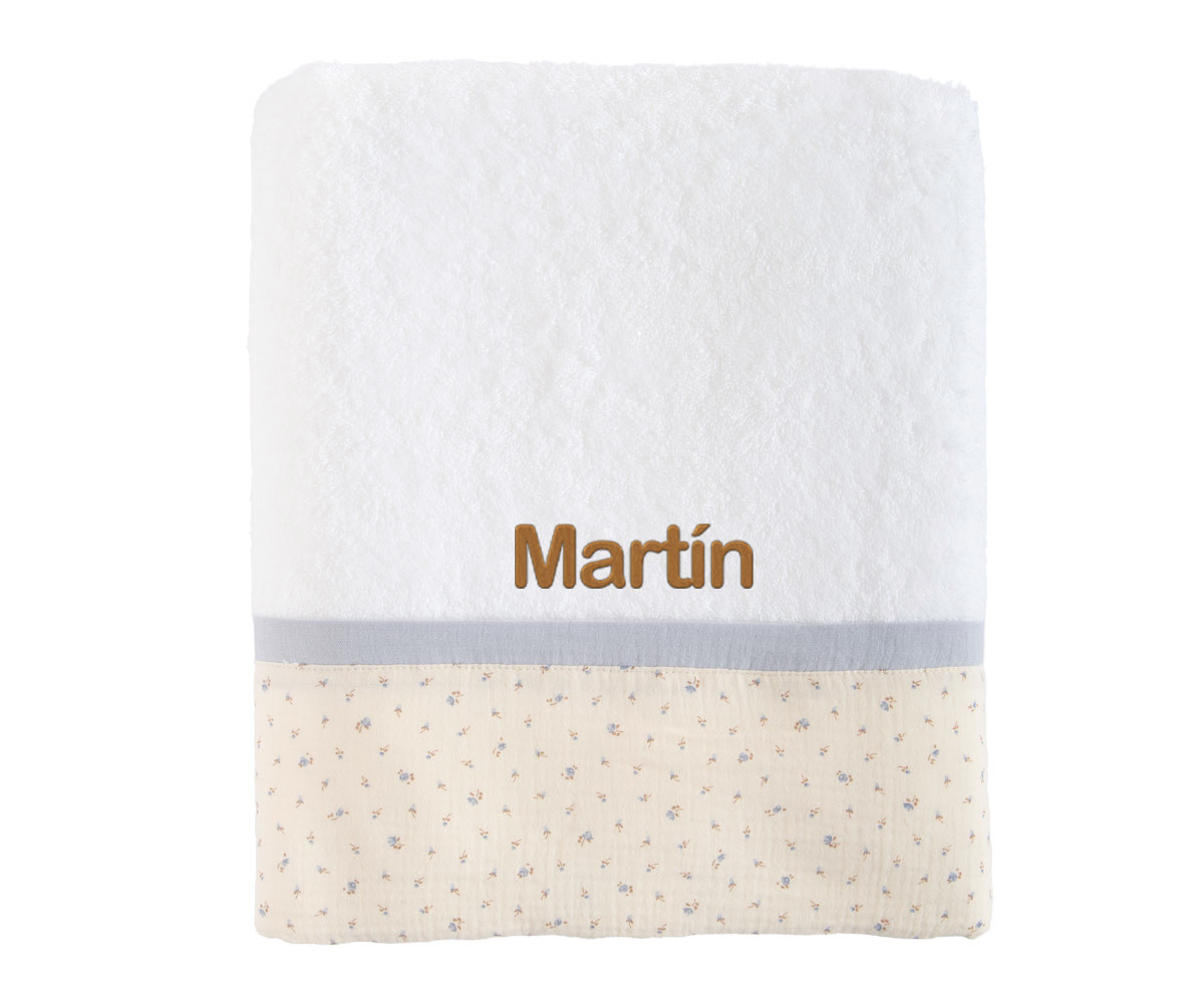Telo Bagno Blue Flowers Personalizzabile