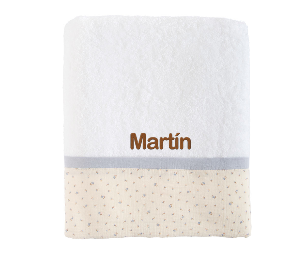 Telo Bagno Blue Flowers Personalizzabile