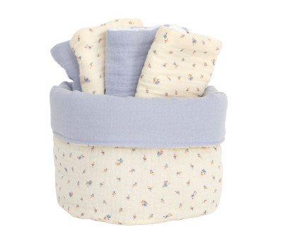 Cesta con Secababitas Flor Azul Personalizable