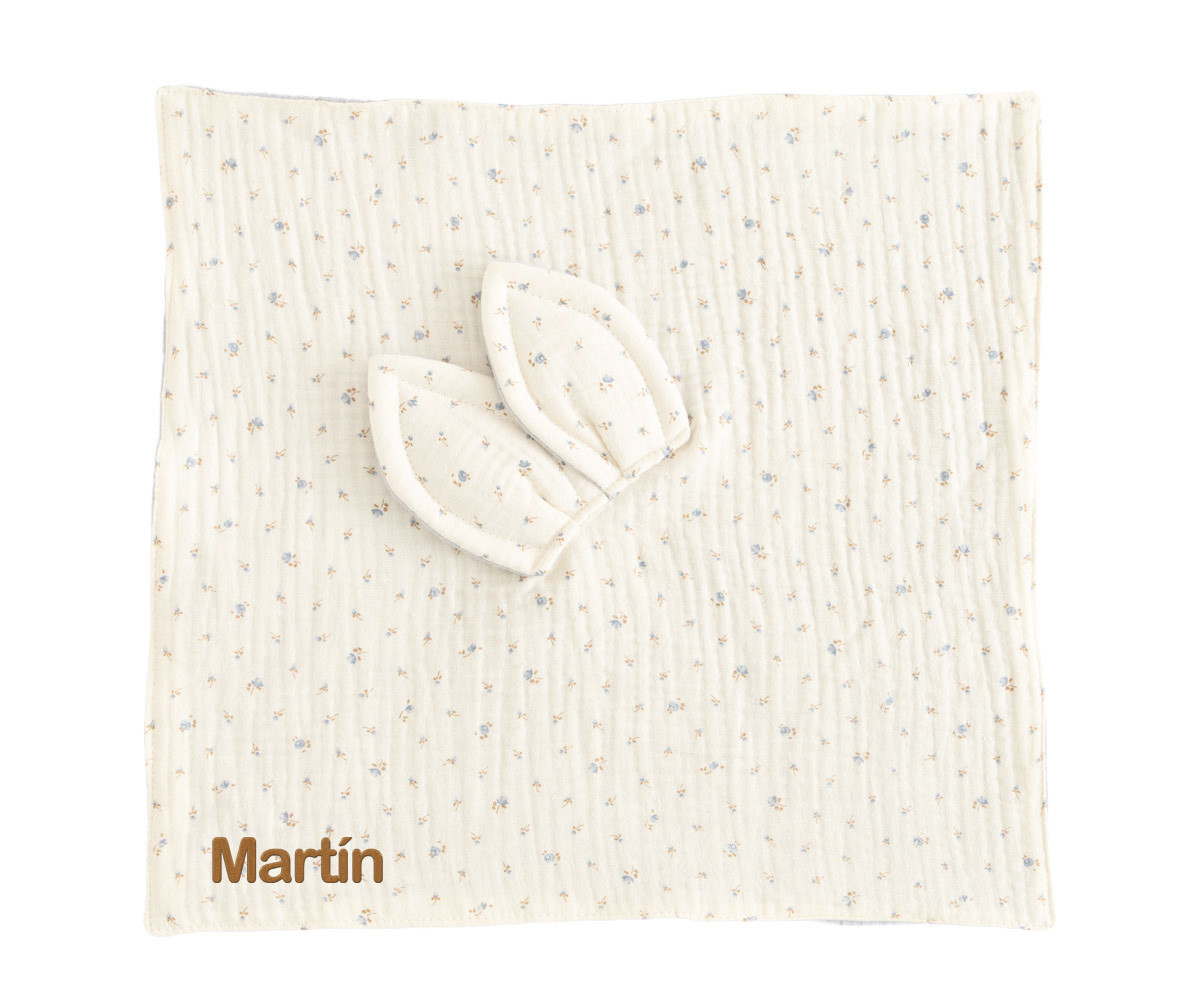 Doudou Flor Azul Personalizable