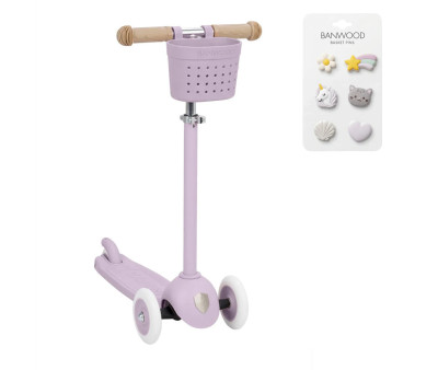 Monopattino Banwood Eco+Cestino Pin & Ride Lavender e Pin Magic