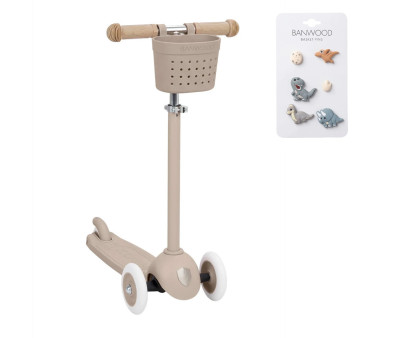 Monopattino Banwood Eco+Cestino Pin & Ride Sand e Pin Dino