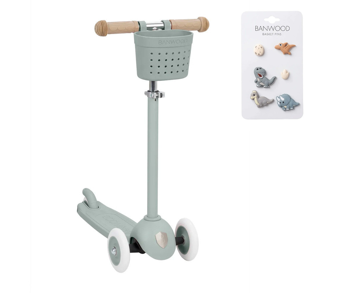 Monopattino Banwood Eco+Cestino Pin & Ride Clay e Pin Dino