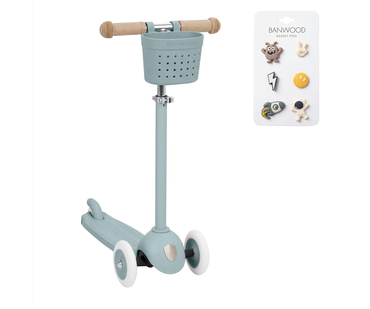 Monopattino Banwood Eco+Cestino Pin & Ride Teal e Pin Space