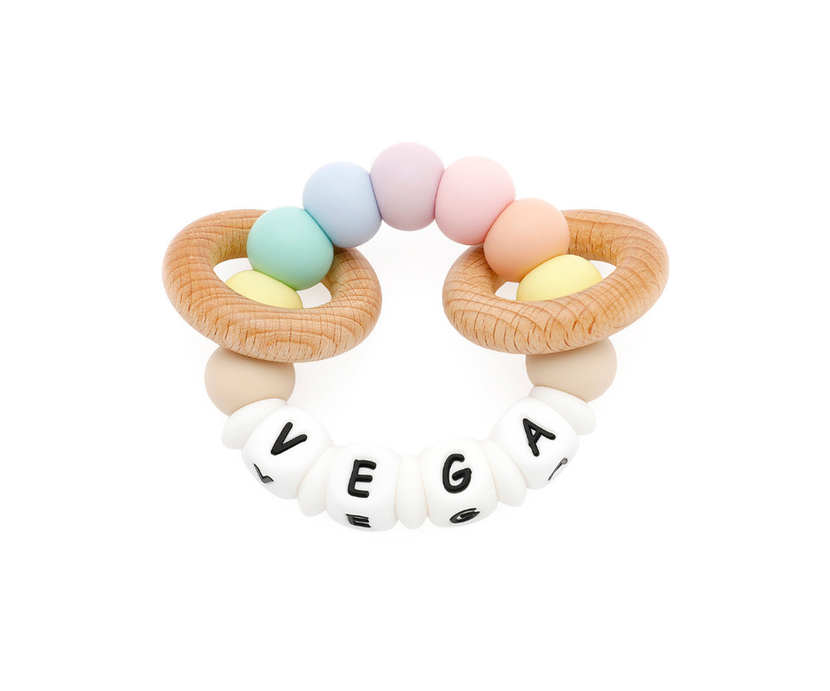 Sonajero Mordedor Silicona Personalizado Ecologic Sweet Rainbow