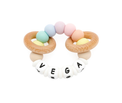 Sonajero Mordedor Silicona Personalizado Ecologic Sweet Rainbow
