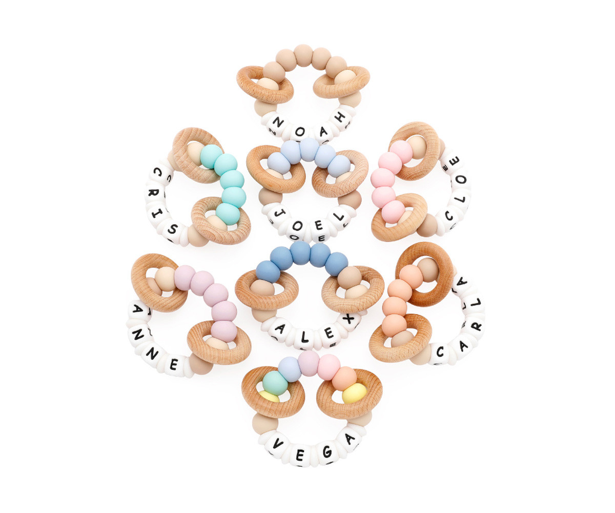 Sonajero Mordedor Silicona Personalizado Ecologic Sweet Rainbow