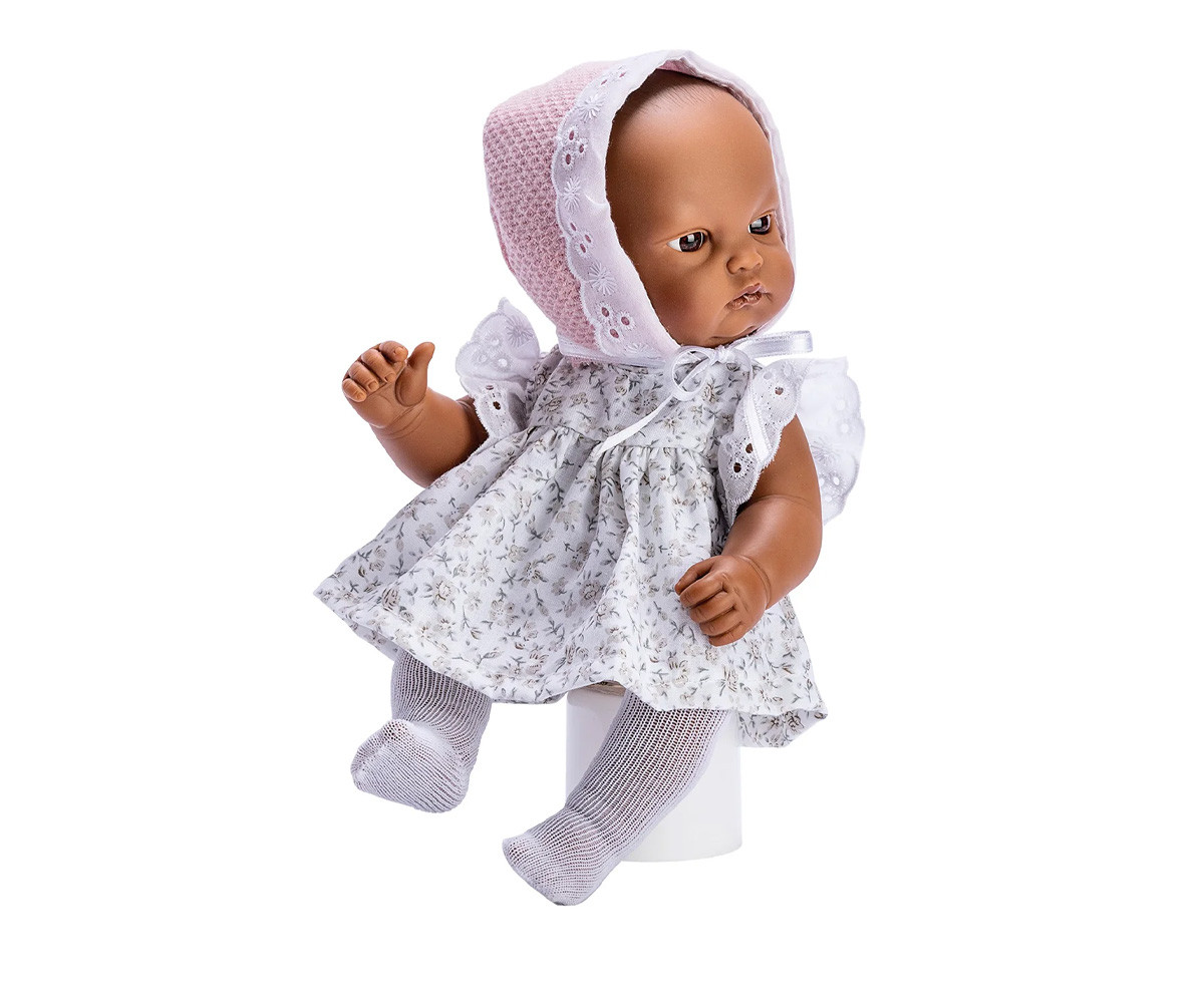 Muñeco Gordi Mulato con Vestido de Flores Capota Rosa