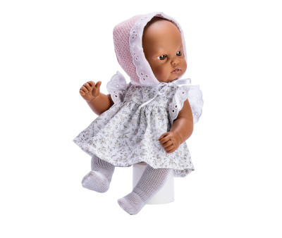 Muñeco Gordi Mulato con Vestido de Flores Capota Rosa