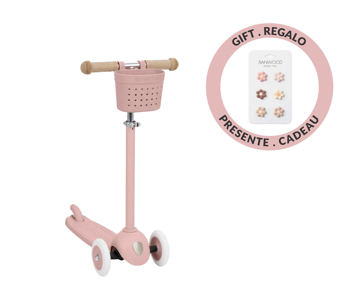 Eco Scooter Banwood + Cesta Pin & Ride  Dusty Rose