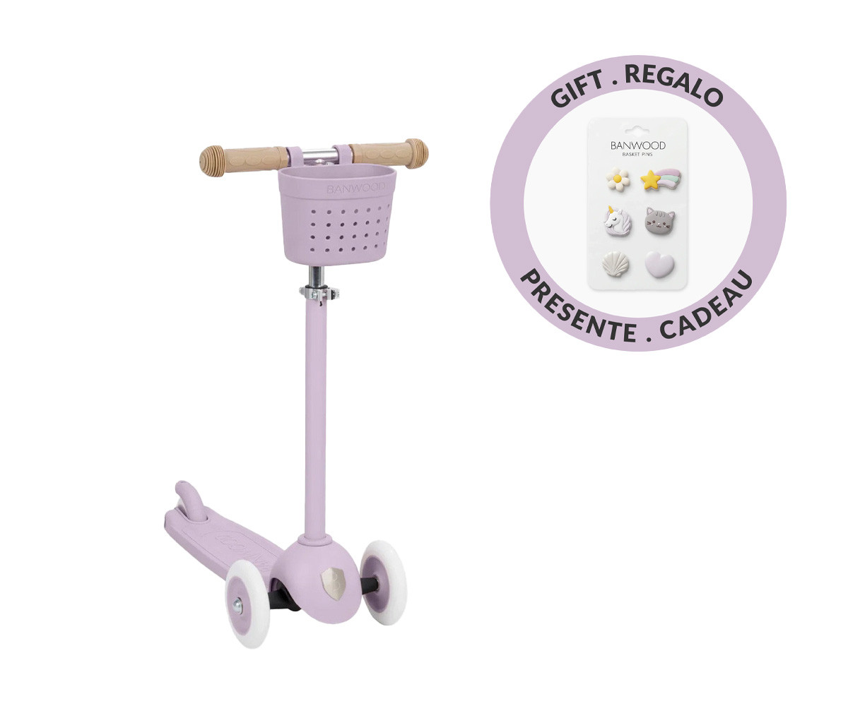 Eco Scooter Banwood + Cesta Pin & Ride Lavender