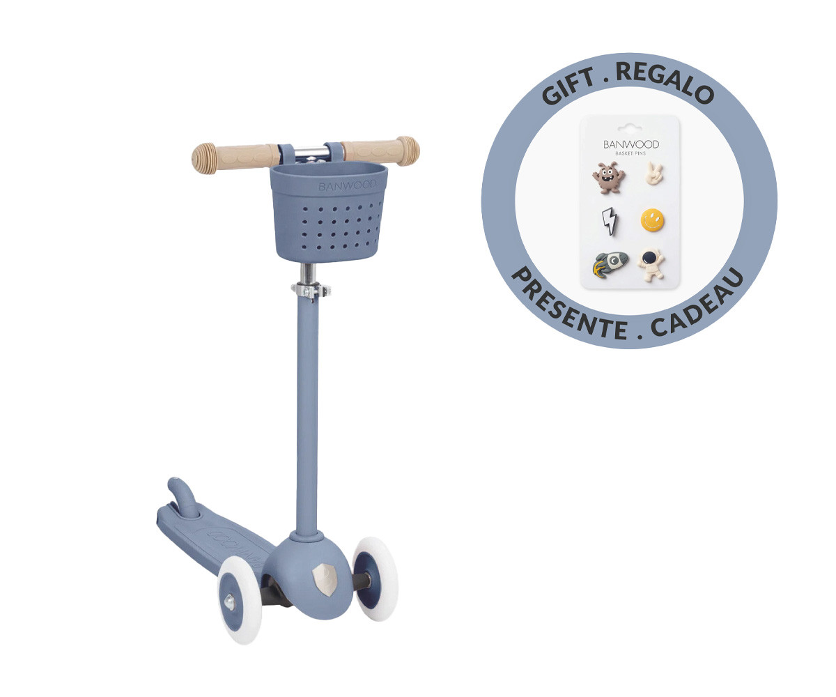 Eco Scooter Banwood + Cesta Pin & Ride Deep Sea