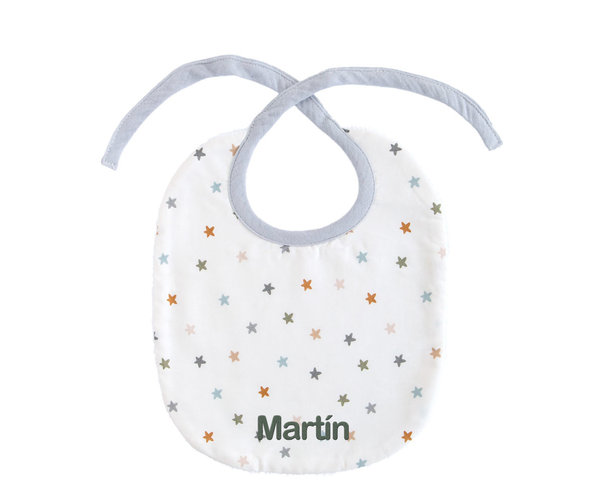 Babero Little Stars Blue Personalizable