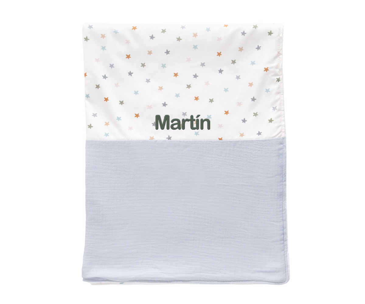 Manta Coralina Little Stars Blue Personalizable