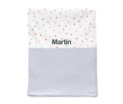 Manta Coralina Little Stars Blue Personalizable