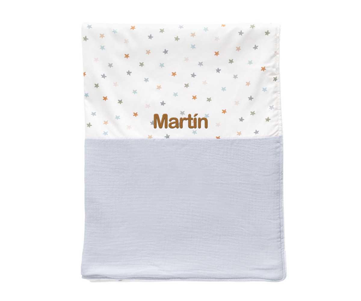 Manta Coralina Little Stars Blue Personalizable