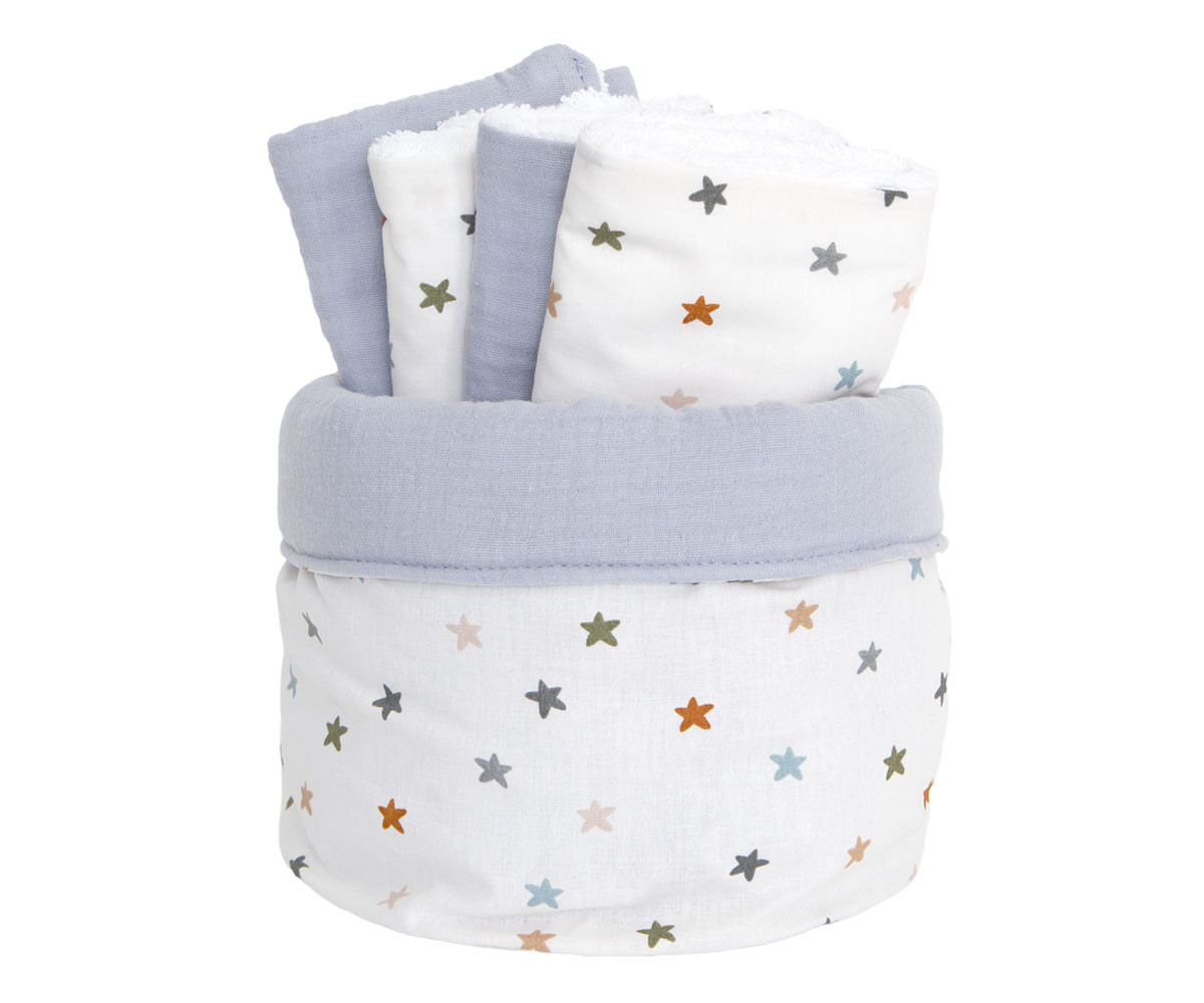 Cesta con Secababitas Little Stars Blue Personalizable