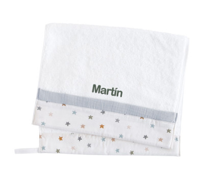 Toalla Guardería Little Stars Blue Personalizable