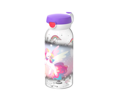 Botella Plástico con Tapón Abatible Campus 600ml Unicorn Glow