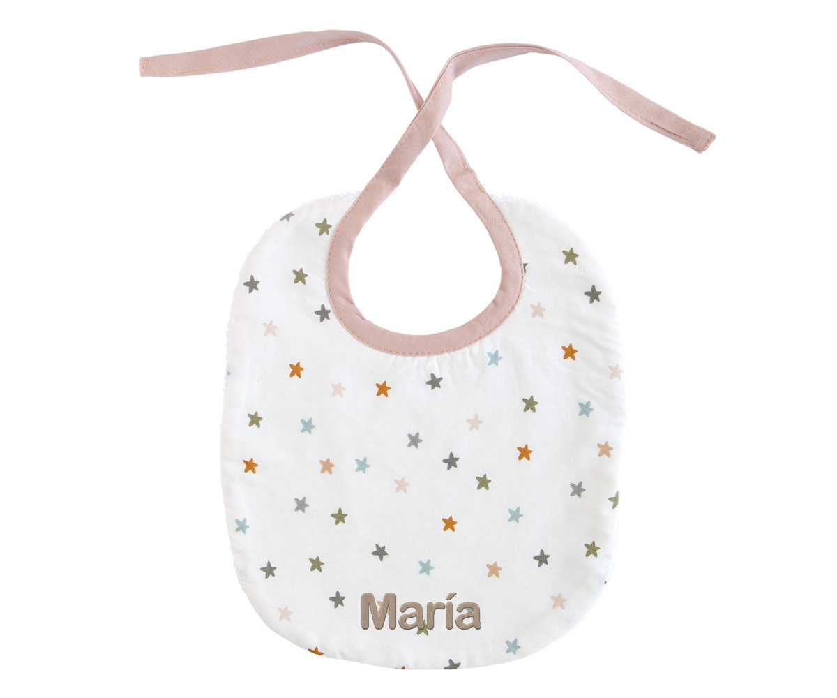Babero Little Stars Pink Personalizable