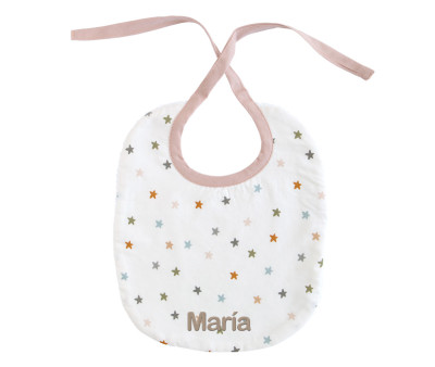 Babero Little Stars Pink Personalizable