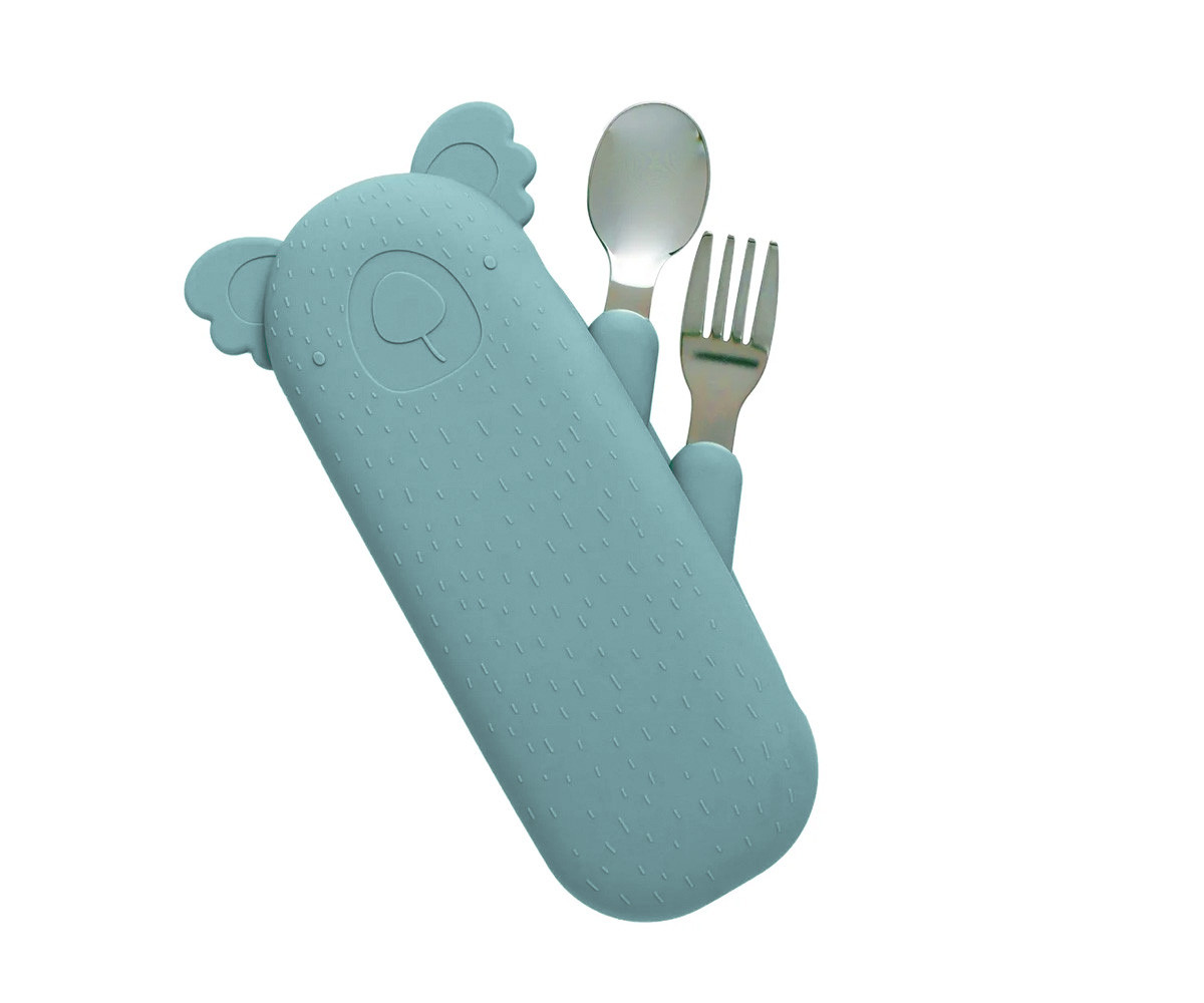 Couverts en Acier Inoxydable avec Étui Zoe Sea Green