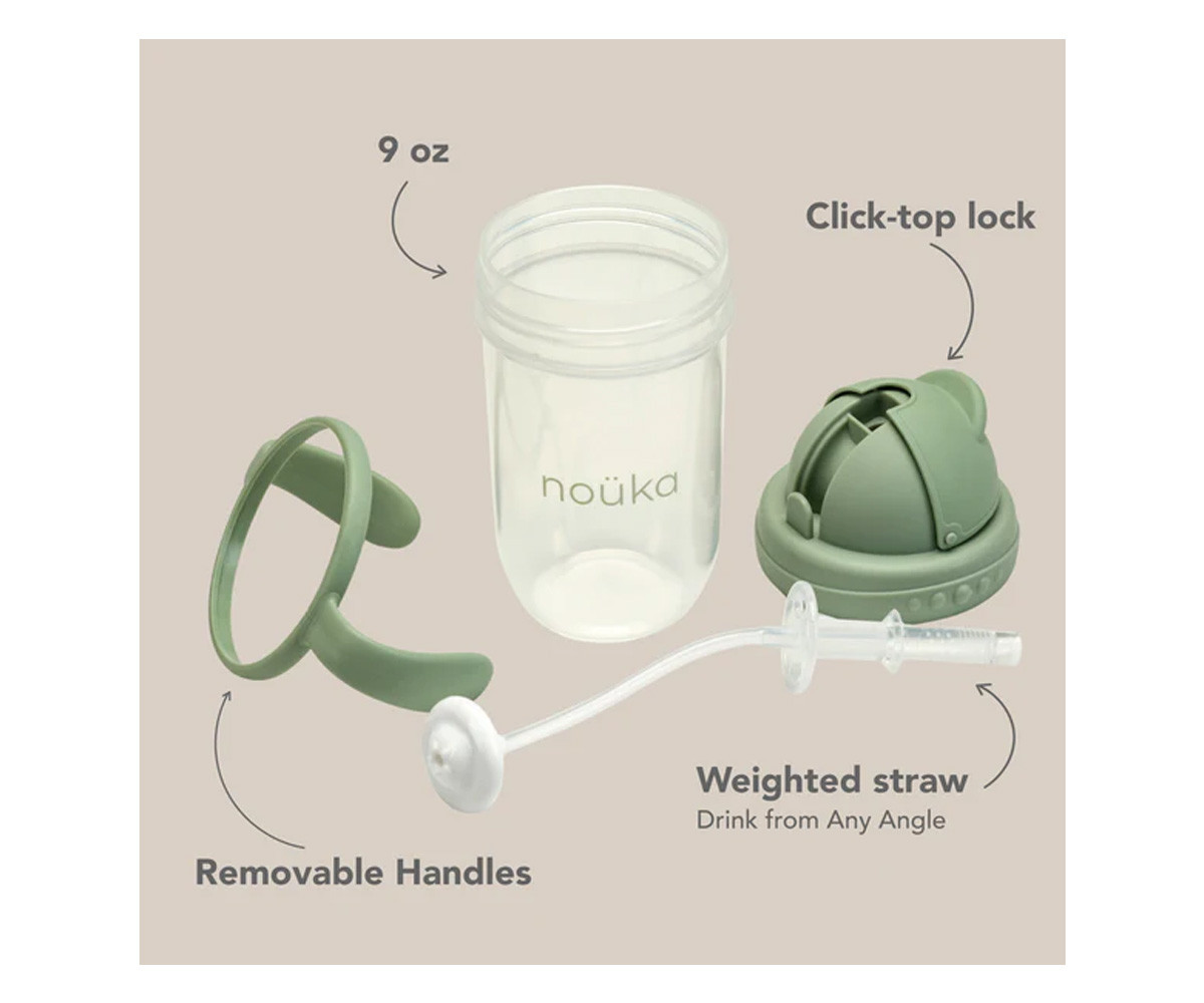 Taza Antiderrame Non-Spill con Pajita Flexible con Peso 260ml Moss