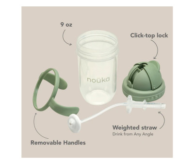 Taza Antiderrame Non-Spill con Pajita Flexible con Peso 260ml Moss