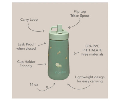 Botella de Plástico Flip-Top con Pajita 400ml Ballerina