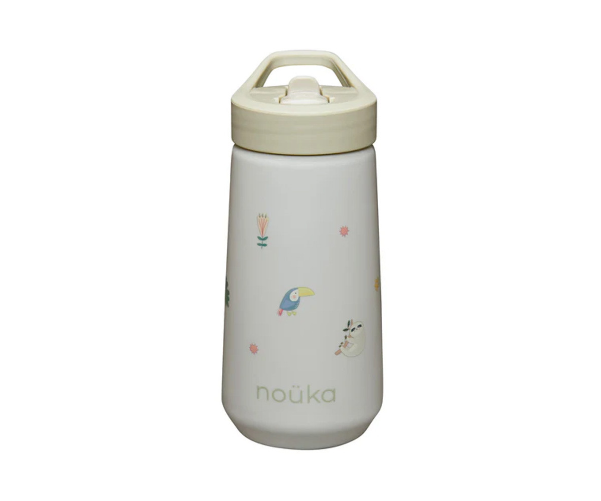 Botella de Plástico Flip-Top con Pajita 400ml Sloth Jungle