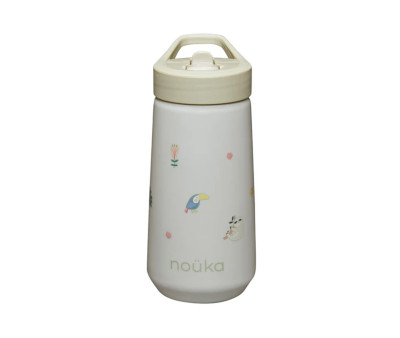 Botella de Plástico Flip-Top con Pajita 400ml Sloth Jungle