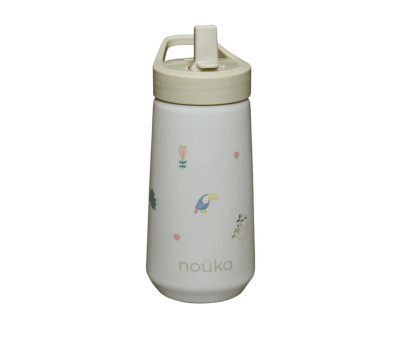 Botella de Plástico Flip-Top con Pajita 400ml Sloth Jungle