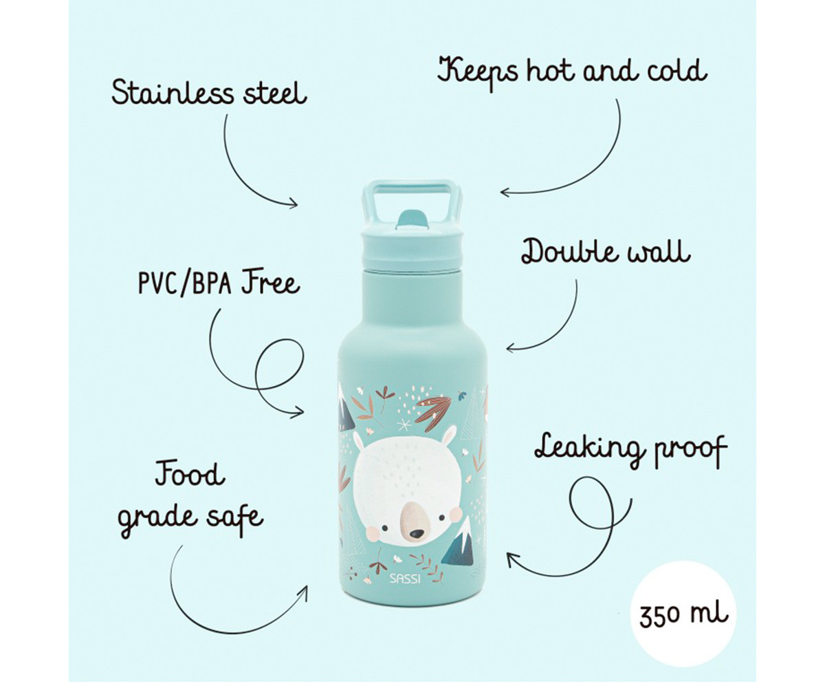 Botella Térmica con Pajita Oso Polar 350ml