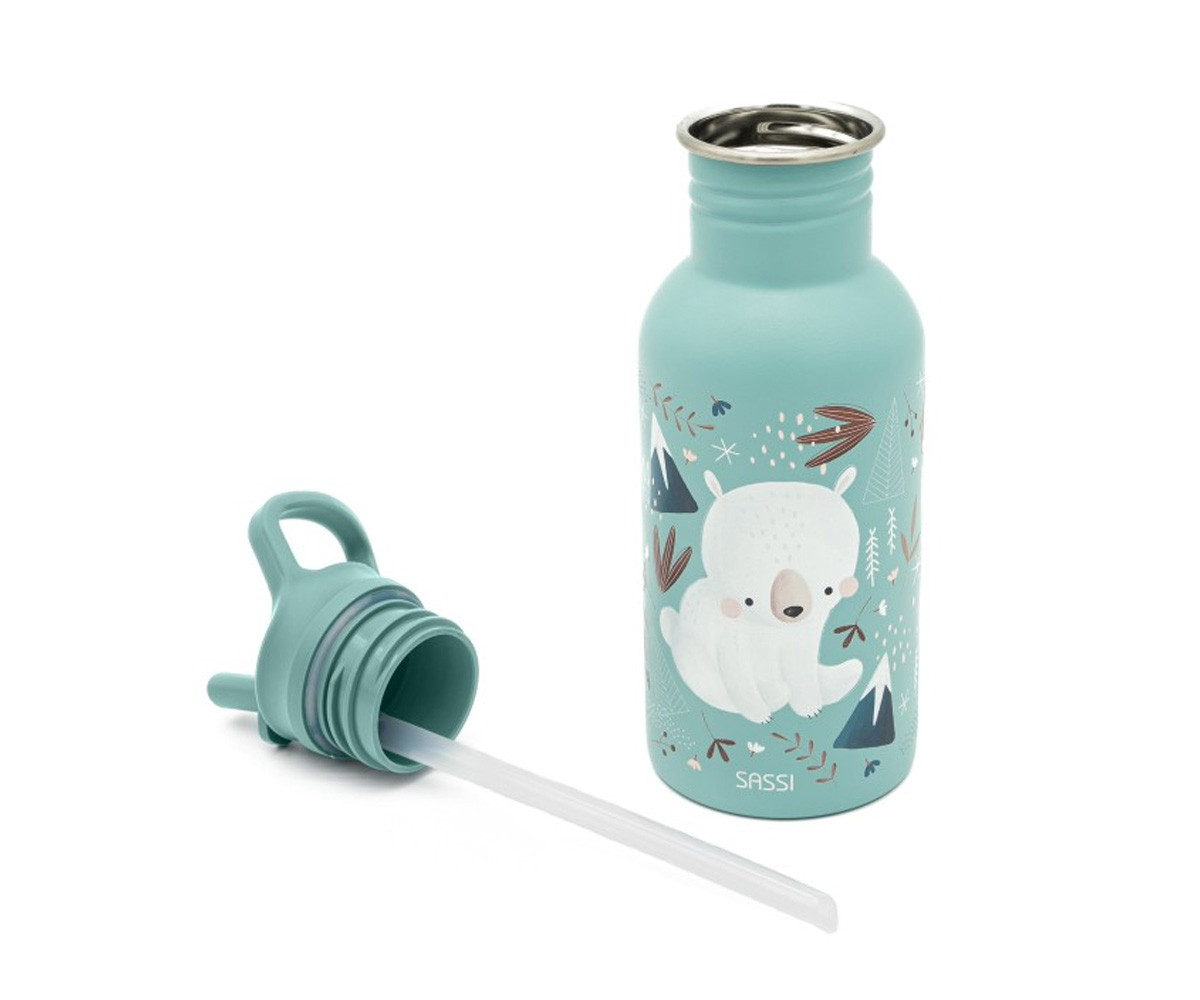 Botella Acero con Pajita Oso Polar 500ml