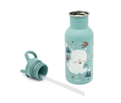 Botella Acero con Pajita Oso Polar 500ml