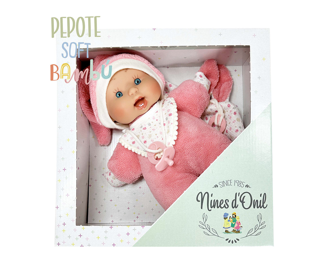 Bambolotto Soft Pepote Pink 26 cm con Doudou Personalizzabile