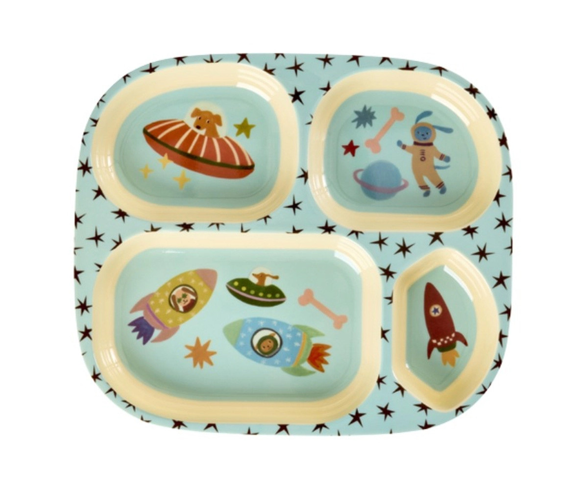 Piatto in Melamina Dogs in Space con Scomparti