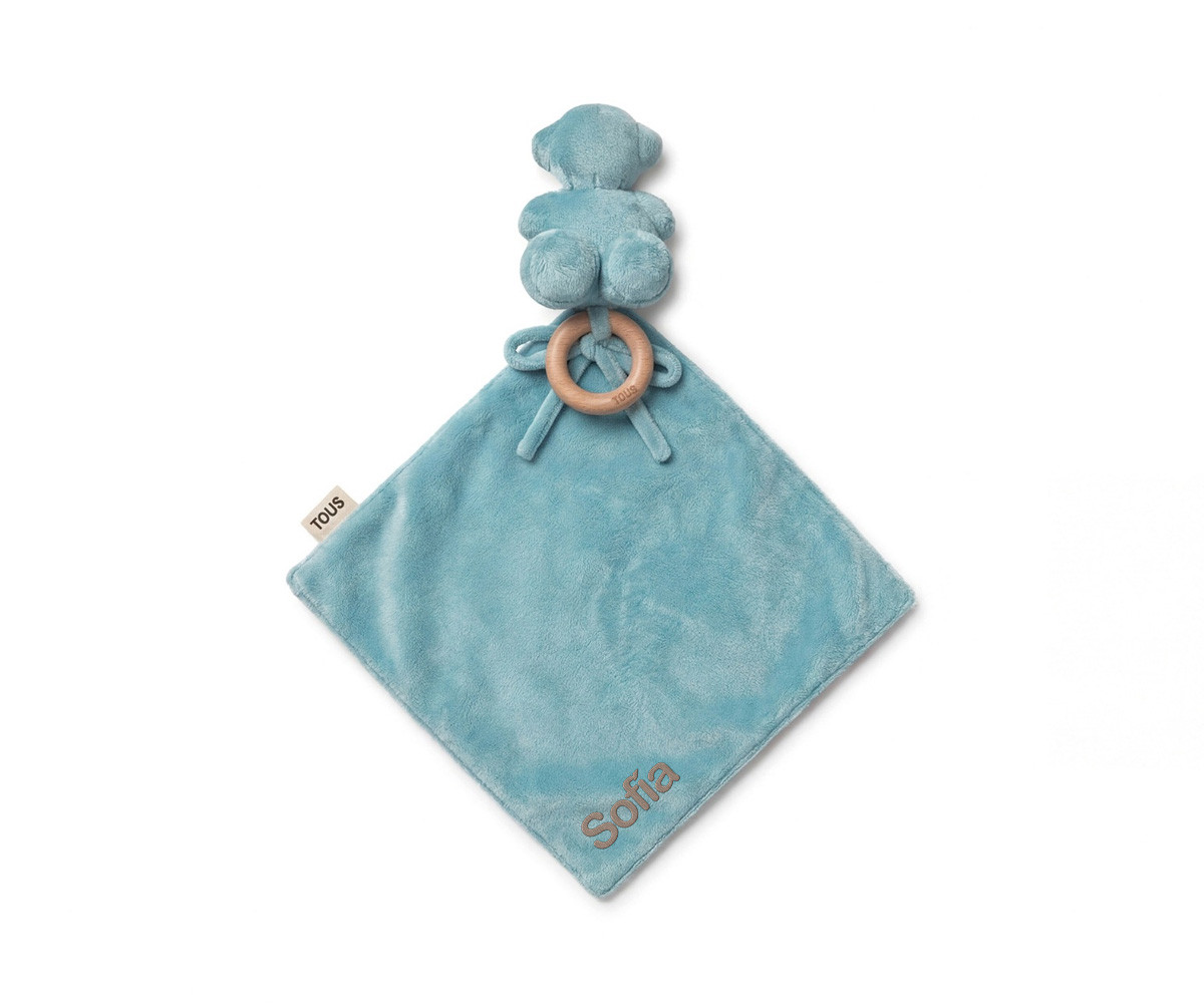 Doudou TOUS Baby con Anello in Legno Personalizzabile Light Blue