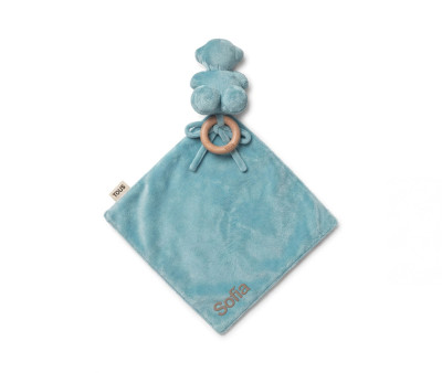 Doudou TOUS Baby con Anello in Legno Personalizzabile Light Blue