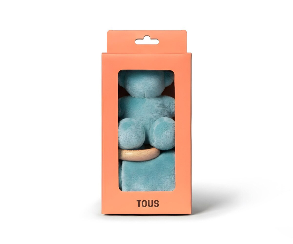 Doudou TOUS Baby con Anello in Legno Personalizzabile Light Blue