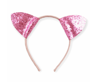 Diadema Gatito Glitter Rosa