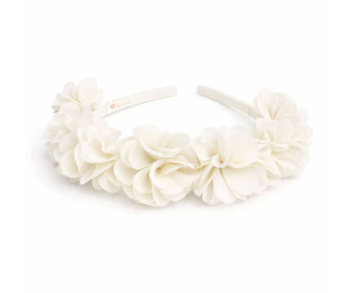 Diadema Tocado Floral Gasa Beige