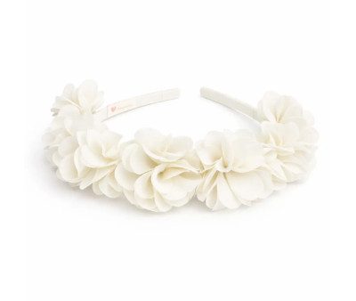 Diadema Tocado Floral Gasa Beige