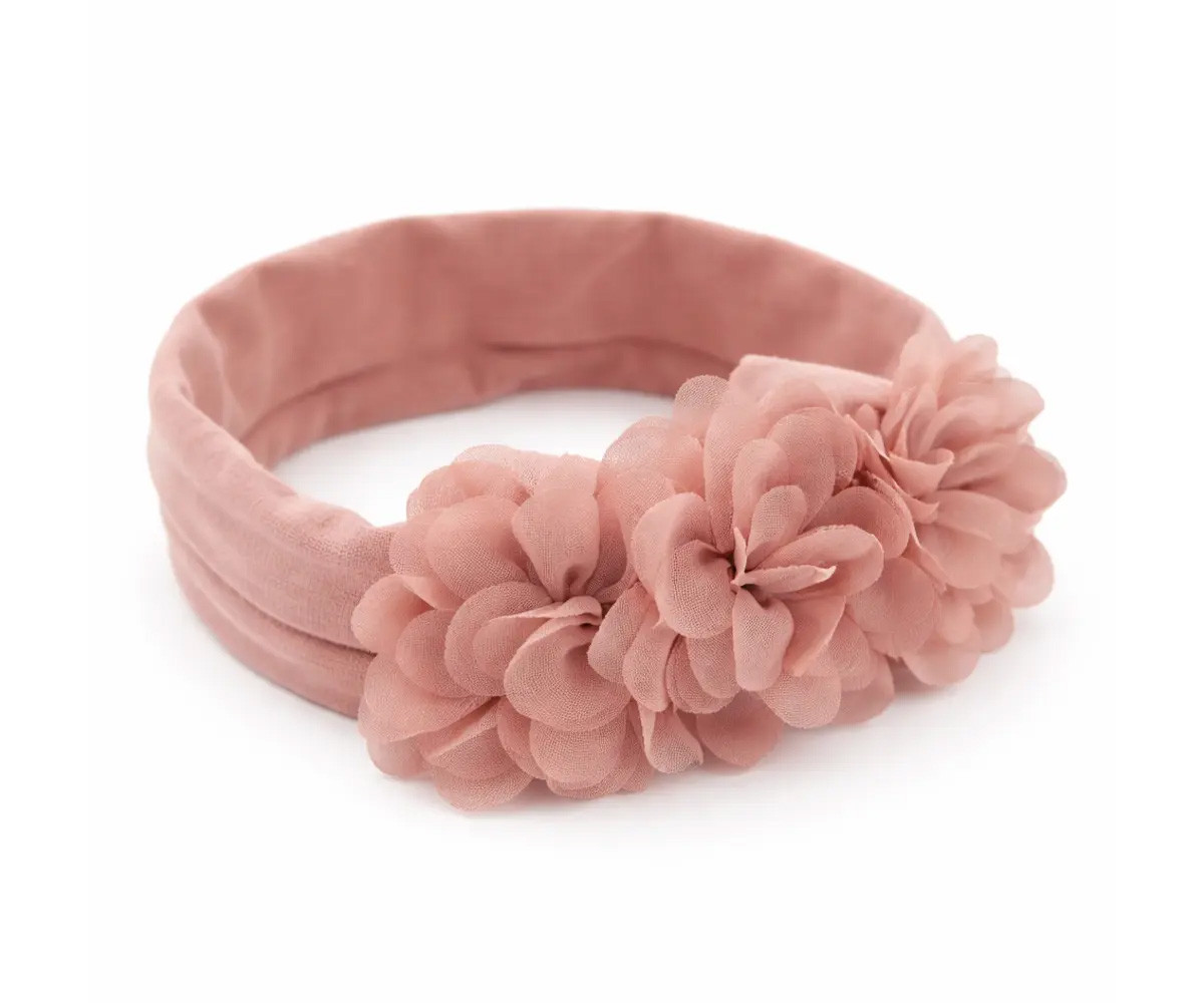 Banda Flores Gasa Rosa para Bebé
