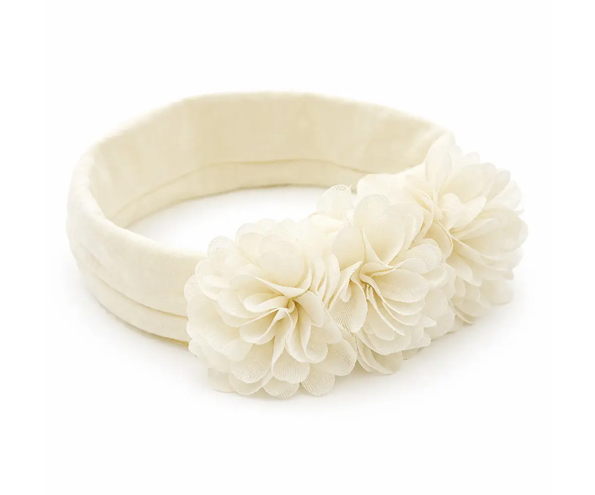 Banda Flores Gasa Beige para Bebé